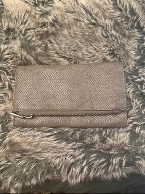 Textured Metallic Gray Clutch Wallet